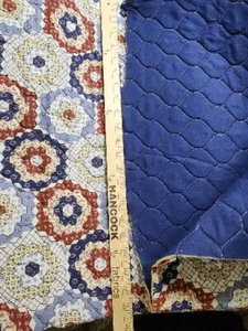 Vintage Pre-Quilted Double Side Fabric Calico Quilt W Blue 42" W x 3 +Yards - Picture 1 of 2