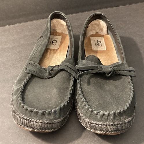 UGG Australia Amila Moccasin Charcoal Leather 1007749 Women US 7 EU 38