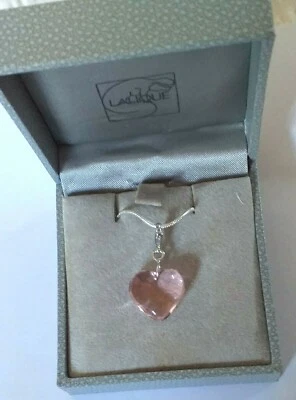 LALIQUE  CHARMES PENDANT PINK CRYSTAL IN STERLING SILVER/ 18" CHAIN BOXED ~ NEW! - Image 1 of 4