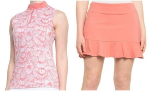 TOMMY BAHAMA Golf M(8-10) Shell Print Zip Front Top & 2-Pc Skort Set UPF 50+ NWT - Picture 1 of 5