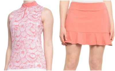 TOMMY BAHAMA Golf M(8-10) Shell Print Zip Front Top & 2-Pc Skort Set UPF 50+ NWT - Image 1 of 4