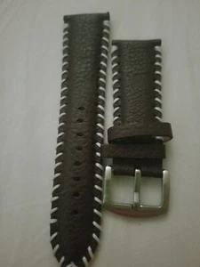 Leather Watch Strap Band UNISEX Hand stitch Whipstich White 28 MM - Picture 1 of 5
