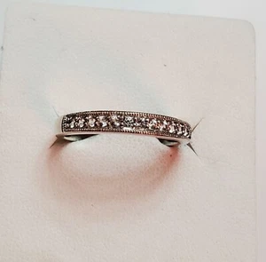925 Sterling Silber Milgrain Zirkonia Eternity Band Größe 7,5 - Bild 1 von 12