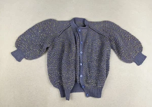 Handmade Girl's Sweater Purple Metallic Gold Shimmer Cardigan Sweater - Picture 1 of 9