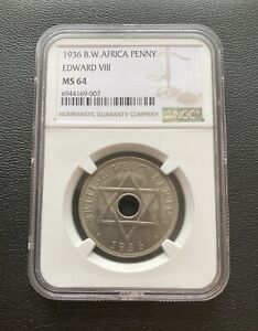 British West Africa 1936 One Penny - Edward VIII - NGC graded MS64
