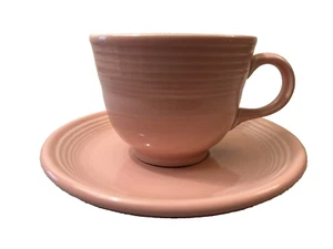FIESTAWARE ROSE PINK COFFEE TEA CUP & SAUCER HLC USA RETIRED VINTAGE 90's - Picture 1 of 11