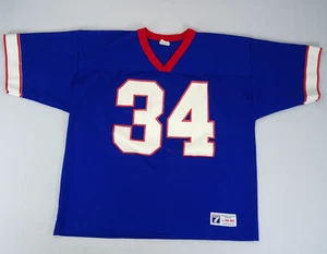 Thurman Thomas 34 Buffalo Bills Jersey Adult Sz Large 46-48 Blue Logo 7 Vintage - Picture 1 of 9