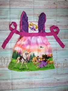 NEW Boutique Princess Rapunzel Tangled Girls Sleeveless Ruffle Dress - Picture 1 of 5