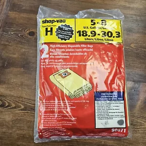 NEW Shop Vac Type H Vacuum Filter Bag 5-8 Gallon Fine Filtration 2 Pack 90671 - Picture 1 of 10