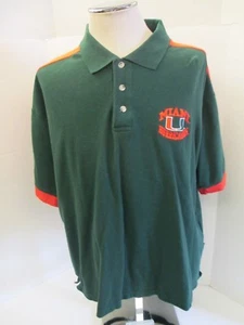 UNIVERSITY OF MIAMI HERREN VINTAGE STARTER MARKE LARGE GRÜN & ORANGE POLOSHIRT - Bild 1 von 10