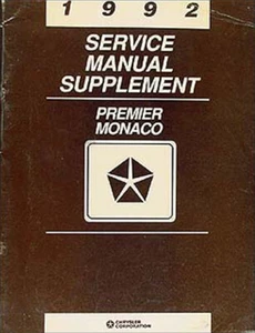 1992 Dodge Monaco Aquila Premier Shop Manuale Integratore Riparazione Servizio - Foto 1 di 2