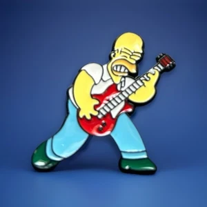 Homer The Simpsons Pin Badge Bass Guitar Episode Rare Enameled Collectable Icon - Picture 1 of 3