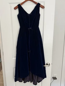 Vestido de cóctel Linz “The Linzi Line” azul real terciopelo vintage S12 - Imagen 1 de 12