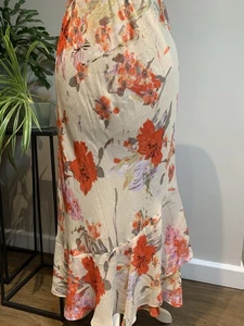 Stunning Swing Skirt From Jac vert Cream And Orange Floral Size 14 - Picture 1 of 6