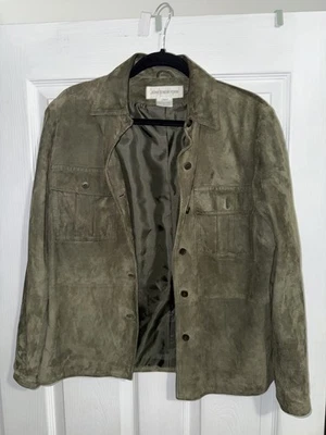 Chaqueta chamarra de gamuza 100 % cuero para mujer talla 4 verde oliva Jones New York Foto 1 de 4
