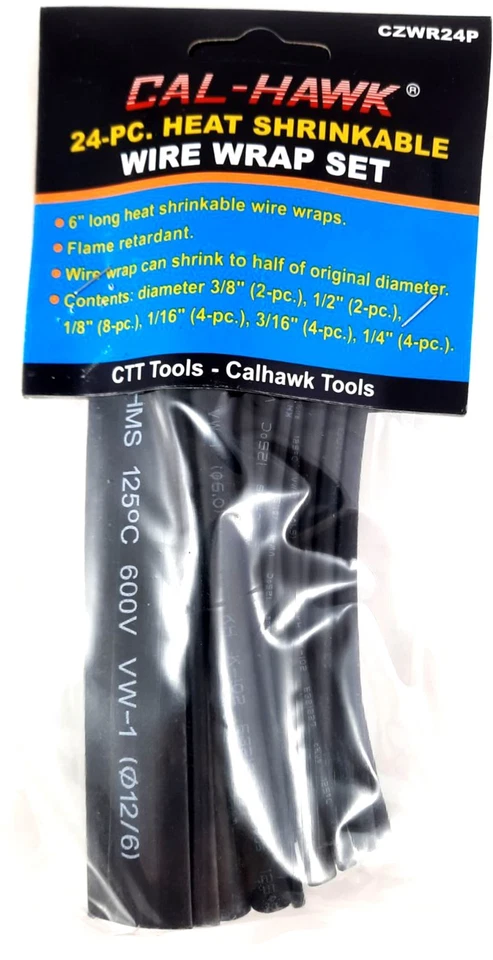 Cal-Hawk Heat Shrinkable Wire Wrap Set-24-piece