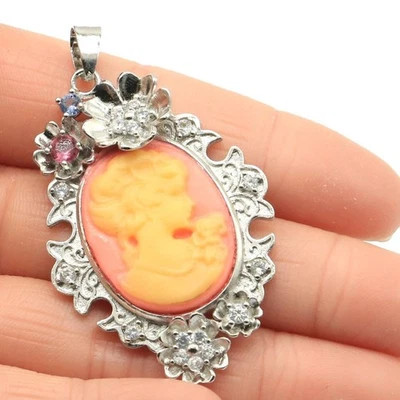 Colgante Multicolor Largo Camafeo Ónix Dama Turmalina Violeta Tanzanita Circonita Circonita Foto 1 de 2