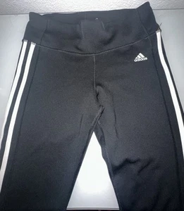 Adidas Youth Girls 3 Stripe Tight Leggings Jogger Athletic Large - Picture 1 of 7