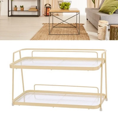 (Cream Yellow)2 Tier Bathroom Countertop Organizer Counter Standing Rack Cosm - Image 1 of 4