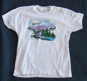 Vintage HARRYS LAS VEGAS Raised Graphics SINGLE STITCH T-SHIRT Unworn NOS LARGE - Picture 1 of 4