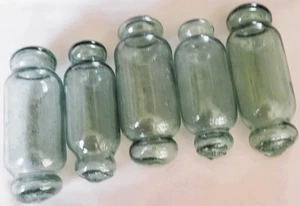 Japanese Glass FLOATS 5" ROLLING PIN Lot-5 Sea Greens Fishing ROLLERS Vtg USA BZ - Picture 1 of 14