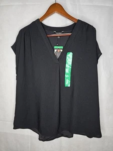 Neu mit Etikett Banana Republic Bluse halbtransparent schwarz Polyester V-Ausschnitt kurz Flügelärmel - Bild 1 von 21