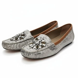 Mocassini Donald J Pliner Mystic impreziositi 8,5 scarpe in pelle stampa serpente slip on - Foto 1 di 12