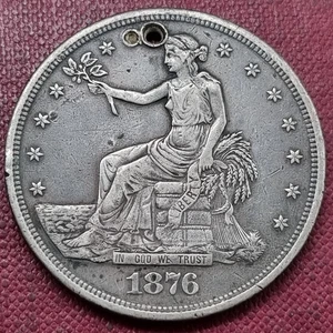 1876 Trade Dollar $1 Silver Better Grade XF Details RARE  #93170 - Picture 1 of 2