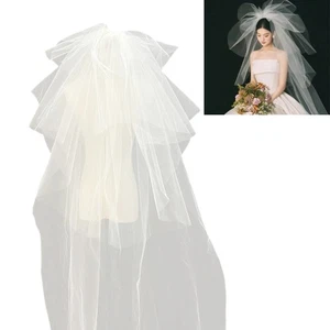 Luxurious Soft Tulle Bridal Veils Breathable Multilayer Puff White Wedding Veils - Picture 1 of 8