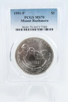 1991-P PCGS MS70 Mount Rushmore Silver Modern Commemorative Dollar - Image 1 of 2