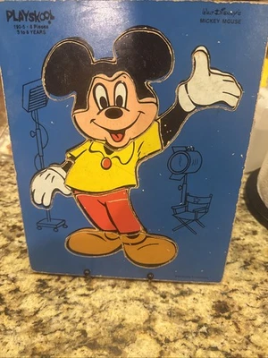 Vintage 1980s-1990s Disney Playskool Mickey Mouse Producer Wooden 8 Piece Puzzle - Image 1 of 4