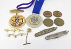 Lot of Freemason's Pocket Knives, Cufflinks, Medal Awards, Anniversary Tokens 