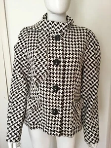 New ESCADA White & Brown Houndstooth Check Blazer Jacket & Scarf Sz 40 - Picture 1 of 10