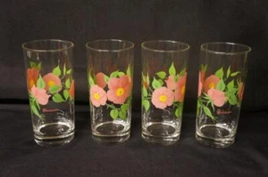 4 Franciscan Desert Rose England Gree Stems 14oz Tumblers 6 1/4" Tall - Picture 1 of 1