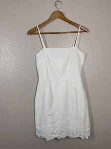 Row A Ivory Eyelet Embroidered Mini Dress Medium M Sleeveless NEW - Picture 1 of 5