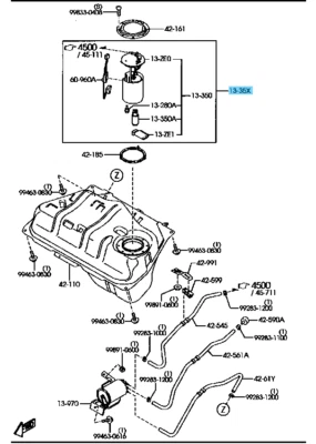 Bomba de combustible genuina y medidor MAZDA MX-5 MIATA NC 2006-2015 LFG7-13-35XA OEM Foto 1 de 3