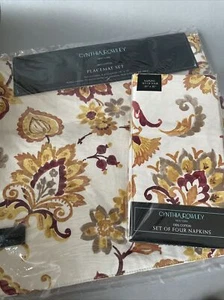 Juego de manteles y servilletas Cynthia Rowley 8 piezas cachemira algodón multicolor NUEVO - Imagen 1 de 9