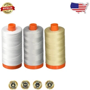3-Pack High Strength Cotton Mako Thread - Perfect for Quilting & Embroidery - Picture 1 of 2
