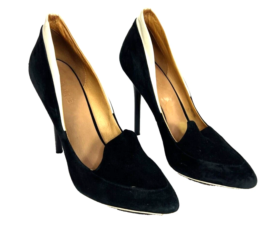 L.A.M.B. Женские 10 М черная замша вкратце носок поскользнуться на кожаной подошве Stiletto каблуки - Изображение 1 из 4