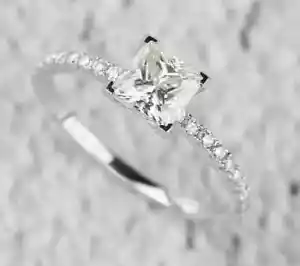 2ct Princess Lab Created Diamond Classic Engagement Ring 14k White Gold Plated - Picture 1 of 3