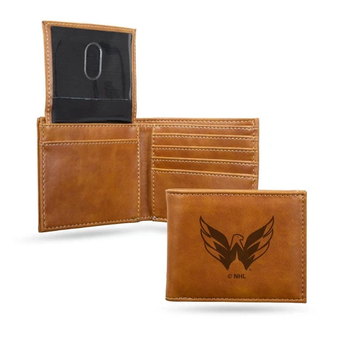 Washington Capitals Laser Engraved Leather Bifold Wallet [NEW] Billfold ID Card Cover