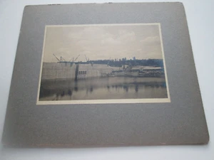 ANTIQUE CABINET CARD; UNNAMED PHOTOGRAPHER; BUILDING A DAM, LOCATION??? - Picture 1 of 3