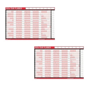 2 x A1 Laminated 2026 Yearly Planner Wall Calendar With Wipe Dry Pen Sticker Dot - Picture 1 of 8