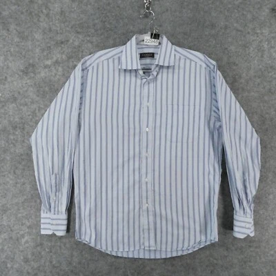 Camisa Canali Para Hombre 15.5-39 Manga Larga Abotonada Azul Rayas Hecha en Italia Foto 1 de 4