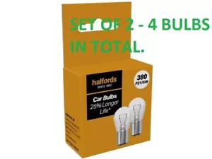 4 X Car Light Bulb - Halfords 380 P21/5W - 25% LONGER LIFE - (4 BULBS IN TOTAL). - Picture 1 of 4