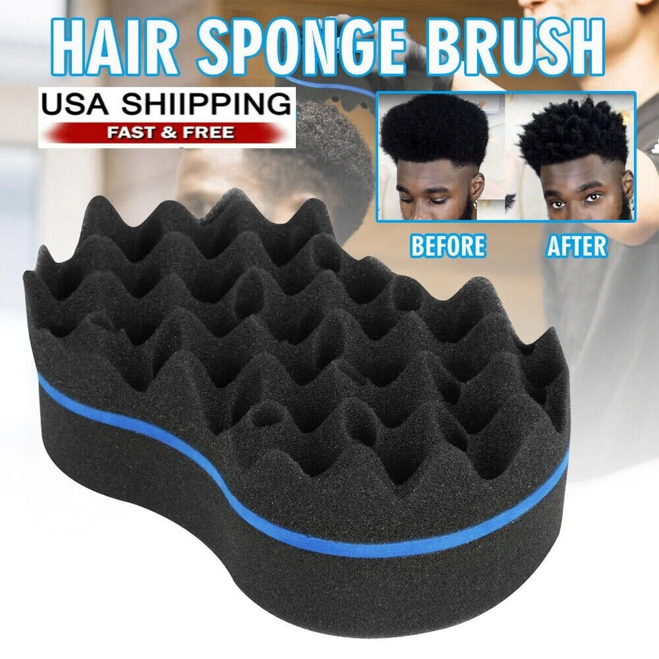 Wave Barber Hair Brush Sponge Double-side Twist Curl Dreads Afro Coil Locs Comb