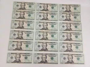 Uncirculated TWENTY Dollar Bills Series 2017A, 18 Sequential Notes ($360) - Picture 1 of 5