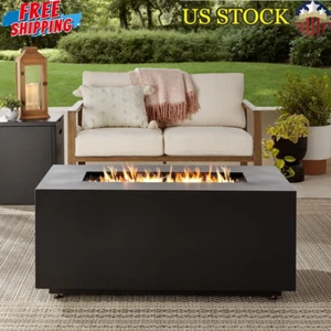 Rectangular Propane Fire Pit Table W/ Tank Hideaway Cover 50000 BTU Steel New - Picture 1 of 8