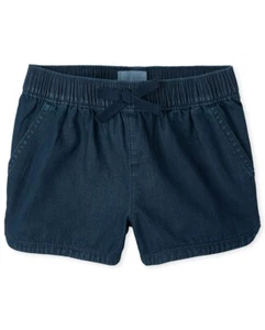 The Children's Place Girls Denim Pull On Shorts 10 S NWT New Slim Dark Blue Jean - Picture 1 of 5