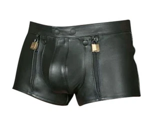 Men's Real Leather Chastity Shorts With Free Padlocks - Picture 1 of 4